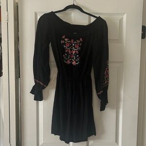 Hollister Black Dress with Floral Embroidery